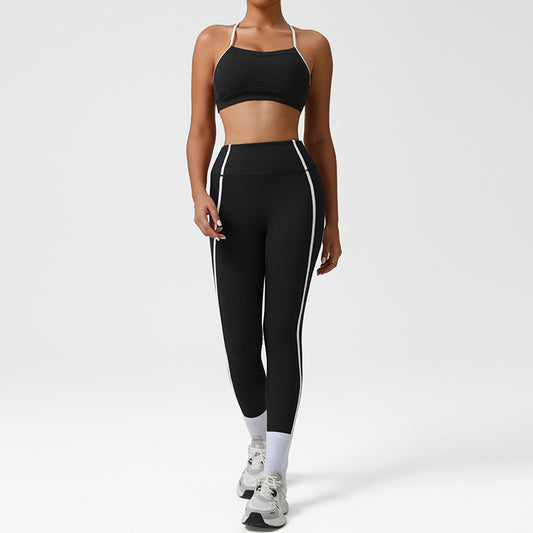 Wholesale Cross-Back Color-Blocked Bra + High-Waisted | Wonderxfans bulk activewear