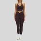 Removable Bra Pad Tank top+Pleated waistband sport leggings 2-piece set