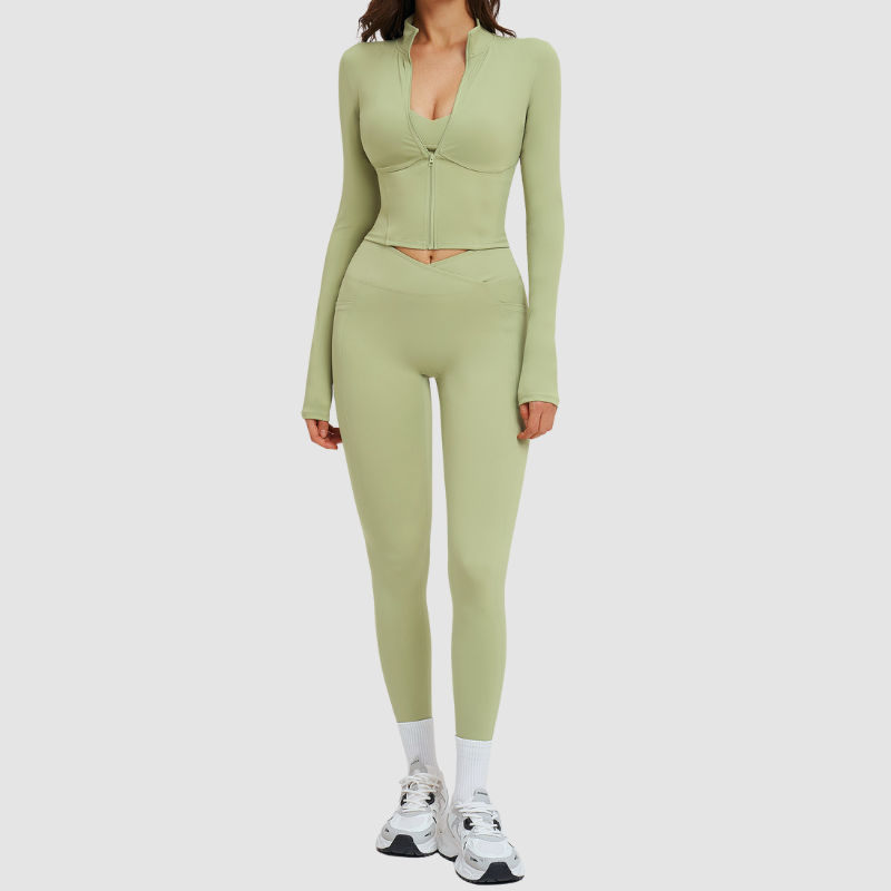 Wholesale Solid Color Slim-Fit Athletic Yoga Set