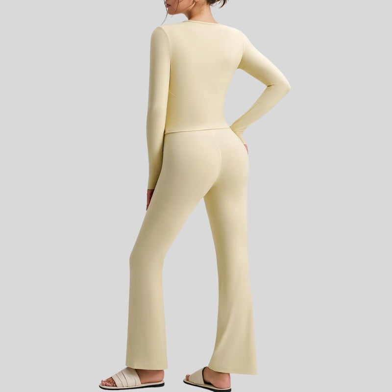 Naked Feel Long Sleeve Top + Flare Pants 2-piece set