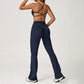 Cross-Back Sports Bra + Flared Leg Pants 2-Piece Set