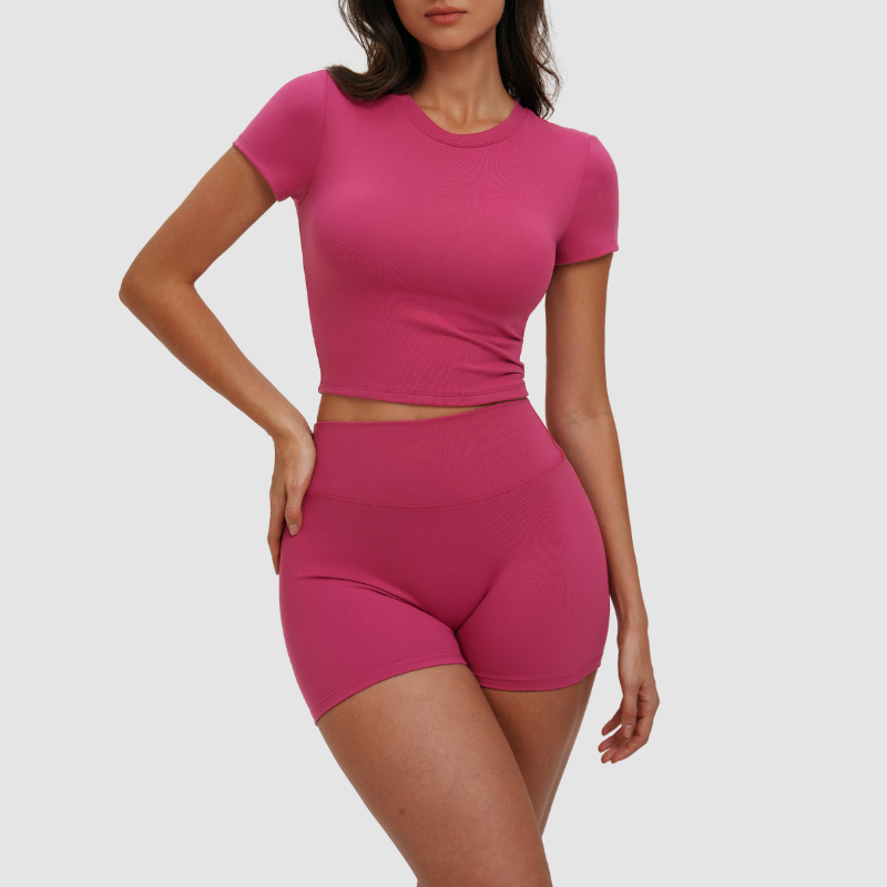 Wholesale solid color short-sleeved T-shirt + shorts