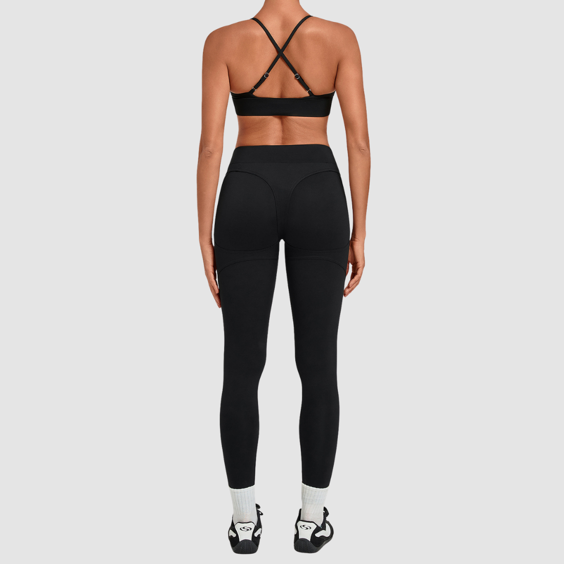 Wholesale Women’s Spliced Cami Sports Bra & Cropped Leggings Yoga Set