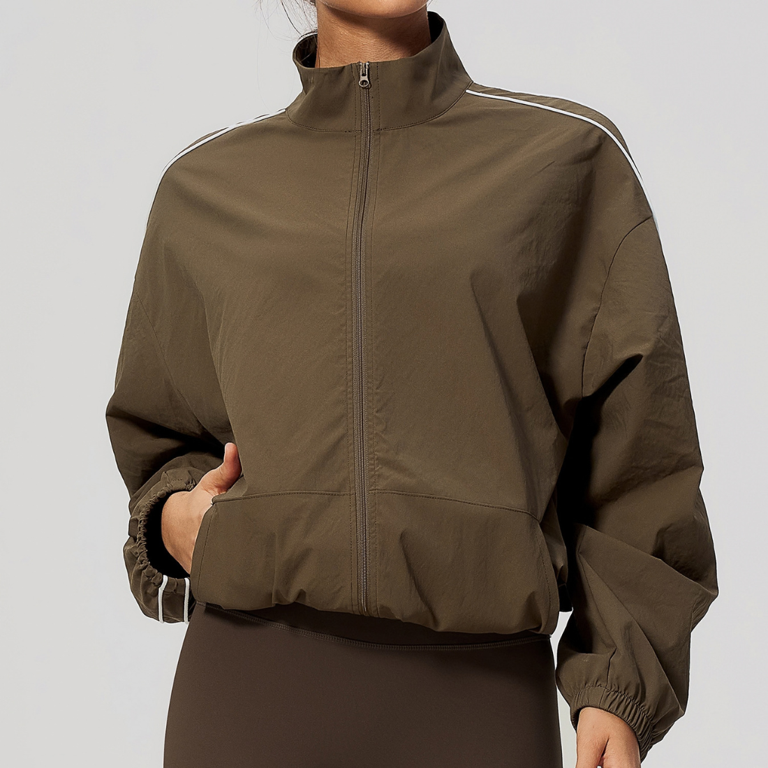Wholesale Women's Quick drying high elasticity Stand-Collar Zip Sports Jacket
