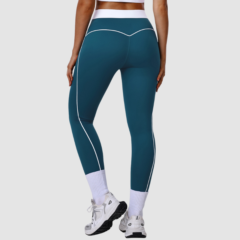 Wholesale color-block leggings with contrasting waistband