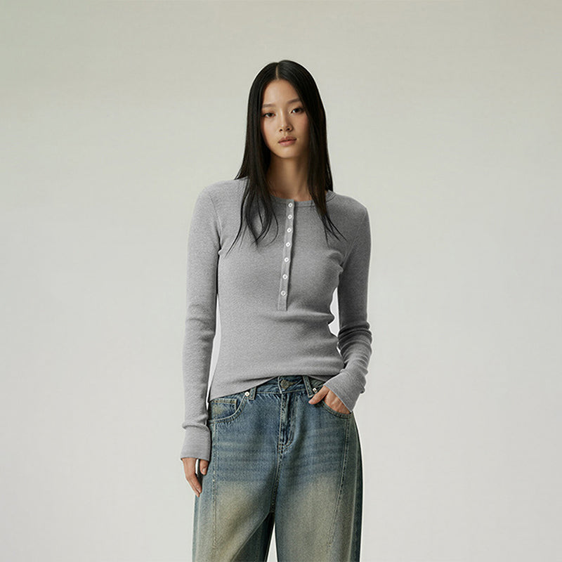 Long-sleeved T-shirt with waist slim