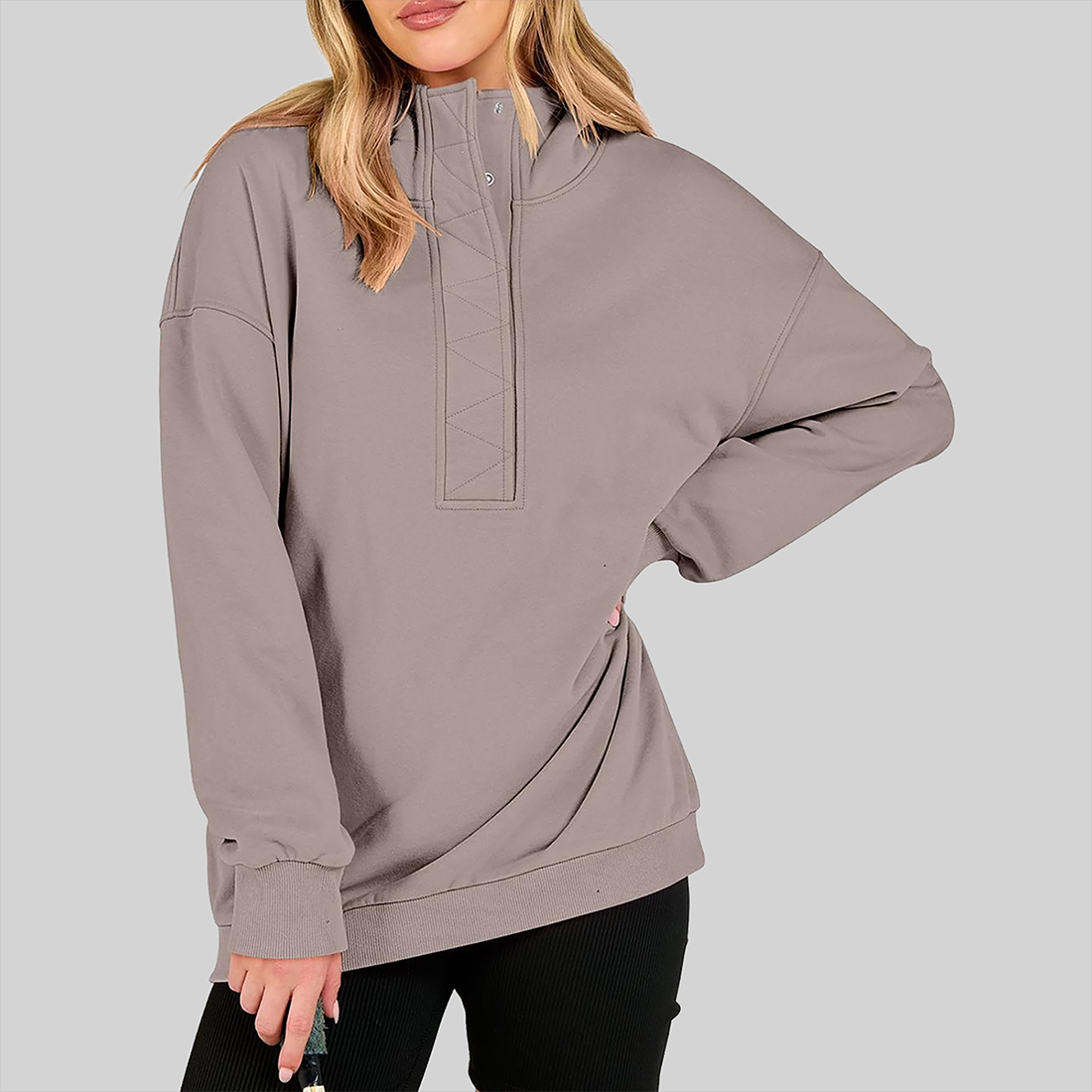 Wholesale Half-Button Hooded Sweatshirt – Loose Casual Long Sleeve Hoodie
