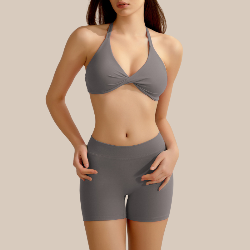 Women's shorts and a cross-back bra two-piece set