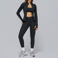 sports jacket+SPORTS BRA + HIGH WAIST LEGGINGS 3-PIECE SET