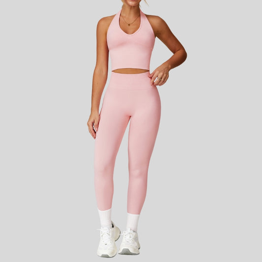 Wholesale Seamless Halterneck Threaded Yoga Bra | Wonderxfans bulk activewear