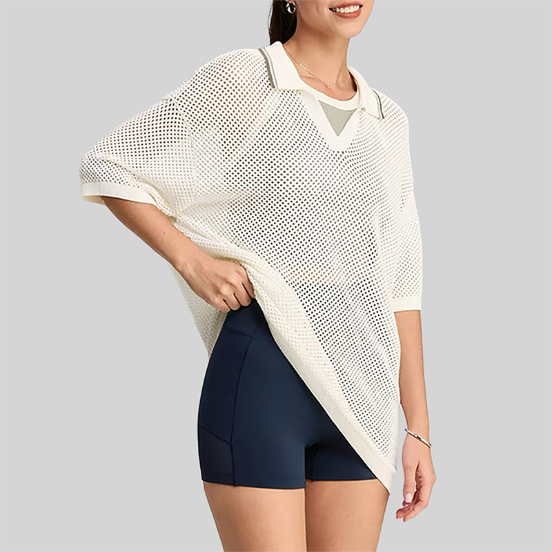 Wholesale Women's Mesh Oversized Yoga Cover-Up T-Shirt