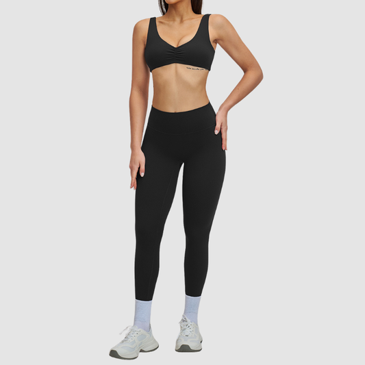 Wholesale Women's Brushed Halter Neck Backless Sports Bra + High-Waist Leggings Set – Yoga Fitness Activewear