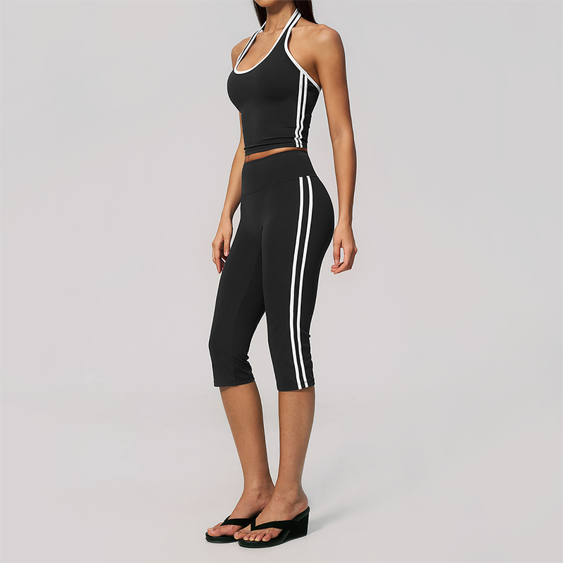 Wholesale Women's Cream-Feel Fleece Sleeveless Vest & High waisted cropped pants Set