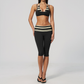Wholesale Women's Polka Dot & Stripe Yoga Set Halter Neck Sports Bra & Capri Pants w/ Chest Pad