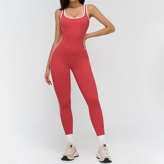 Wholesale Women's Color-Blocked Backless Sleeveless Jumpsuit | Wonderxfans bulk activewear