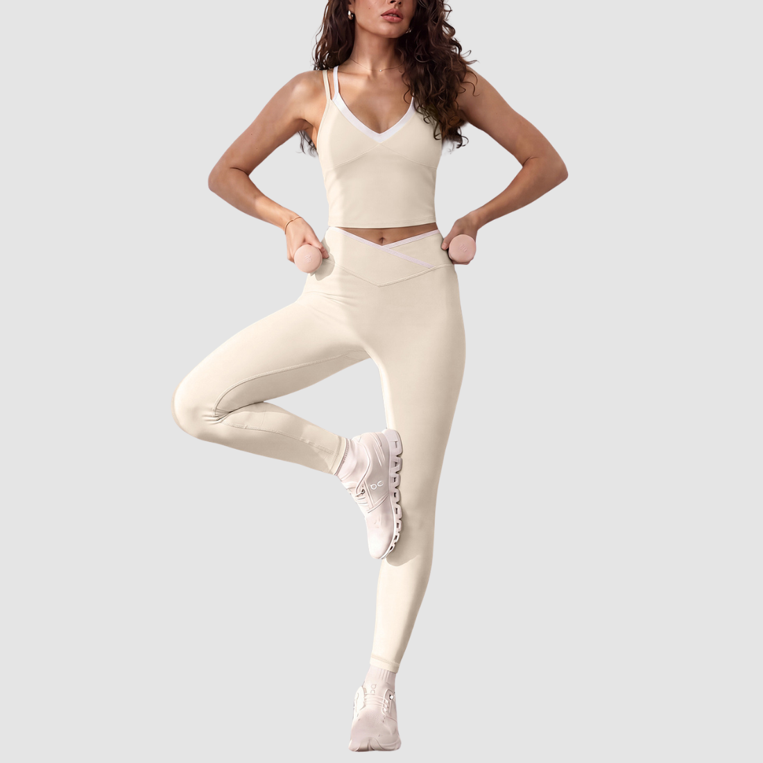Wholesale Women's 2-Piece Yoga Lounge Set – Padded Cami & Wide-Leg Pants