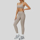 Sports bra with removable bra pads+High-waisted V-neck leggings at the back 2-piece set