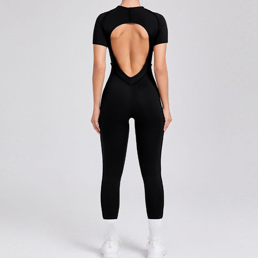 Wholesale Short-sleeved backless leggings bodysuit | Wonderxfans bulk activewear