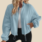 [Women's Casual Activewear] Fleece-Lined Stand-Collar Zip Jacket