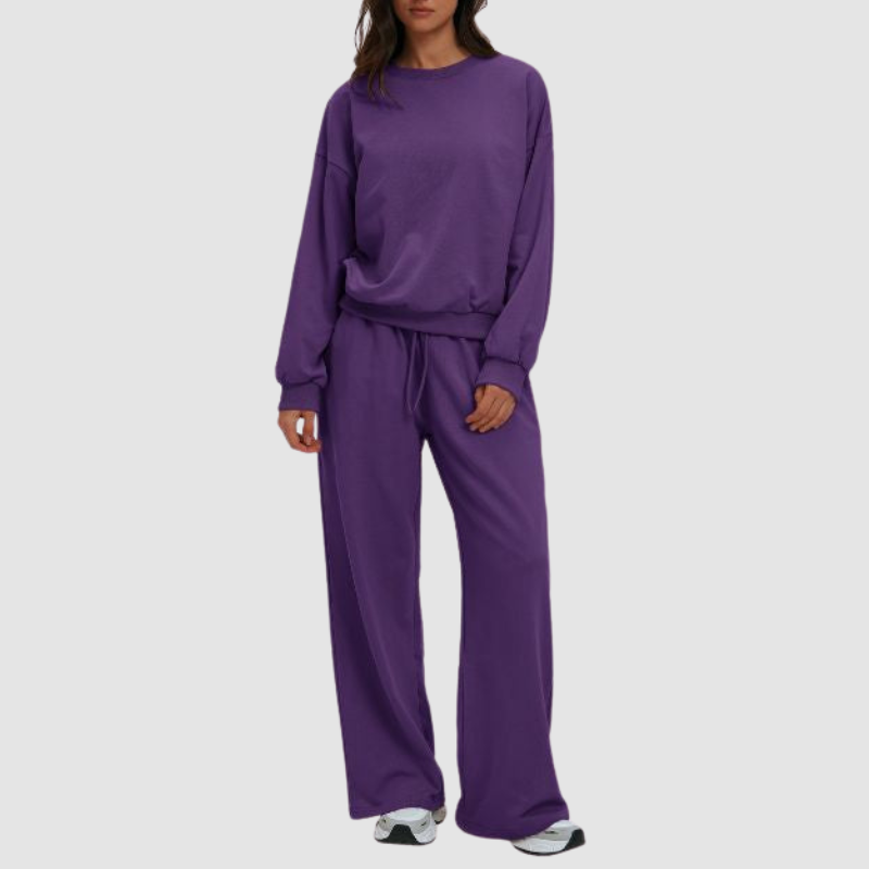 Wholesale loose round neck sweatshirt + loose sweatpants