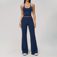 Wholesale Women's Bare-Feel Color-Block Tank Top & High waisted flared pants Set