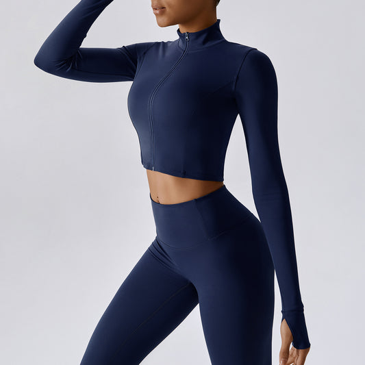 Wholesale Solid color zippered long sleeves | Wonderxfans bulk activewear