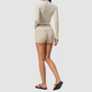 Wholesale Women's Stripe Yoga Set: Zip Stand-Collar Jacket & Shorts