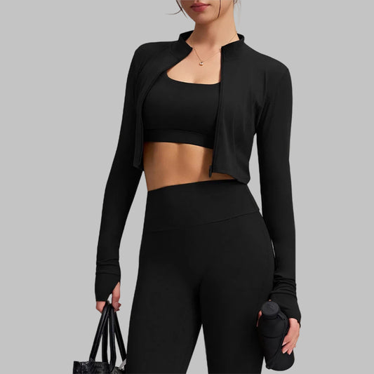 Wholesale Cropped Thumbhole Jacket & Square | Wonderxfans bulk activewear