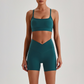 Wholesale Brushed Naked-Feel Open-Back Sports Bra & High-Waist Shorts Set – Sculpting Yoga 2-Piece