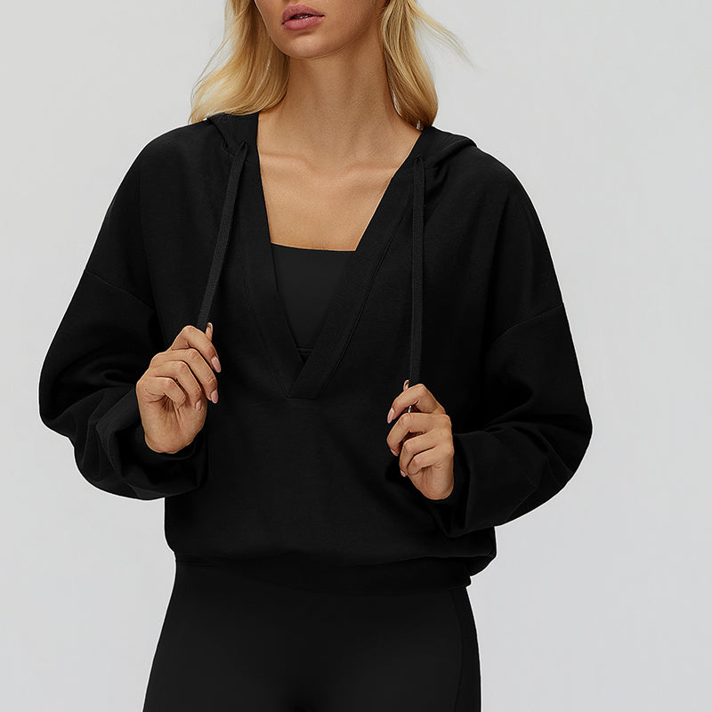 V-neck hooded outdoor sports jacket