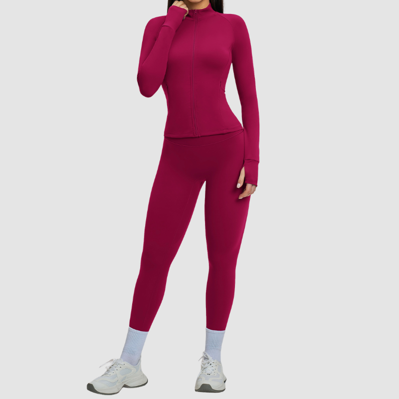 Wholesale women's zipper casual jacket+athletic leggings | Wonderxfans bulk activewear