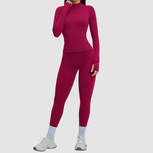 Wholesale women's zipper casual jacket+athletic leggings | Wonderxfans bulk activewear