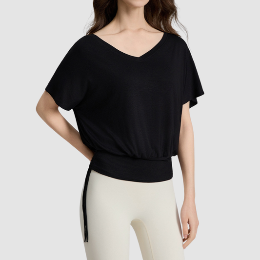 Wholesale Women's V-Neck Batwing Sleeve Yoga T-Shirt