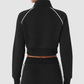 Wholesale Women's Activewear Color-Block Stand-Collar Zip Pocket Cropped Sports Jacket