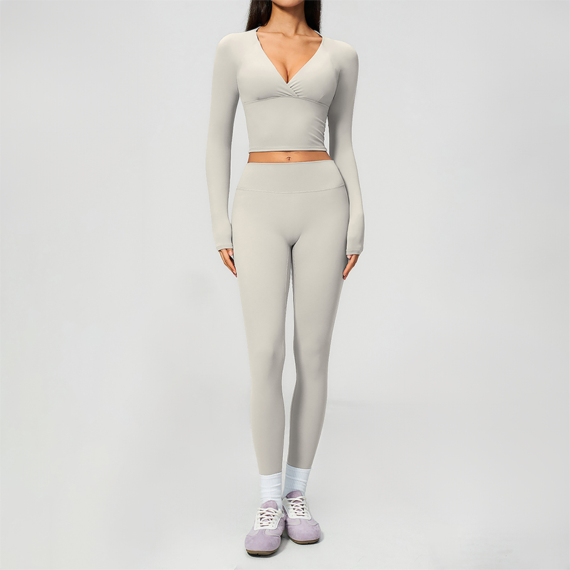 Wholesale Women's Cream-Feel Fleece Long Sleeve Top & High-Waist Leggings Set