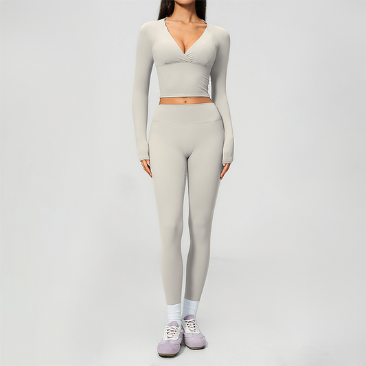 Wholesale Women's Cream-Feel Fleece Long Sleeve Top & High-Waist Leggings Set