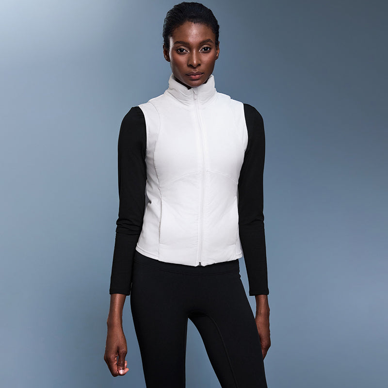 Light fleece-lined cropped stand-collar windproof vest