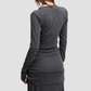 Wholesale Women’s Asymmetric Neck Streetwear Top & Shoulder Wrap – Washed Long Sleeve