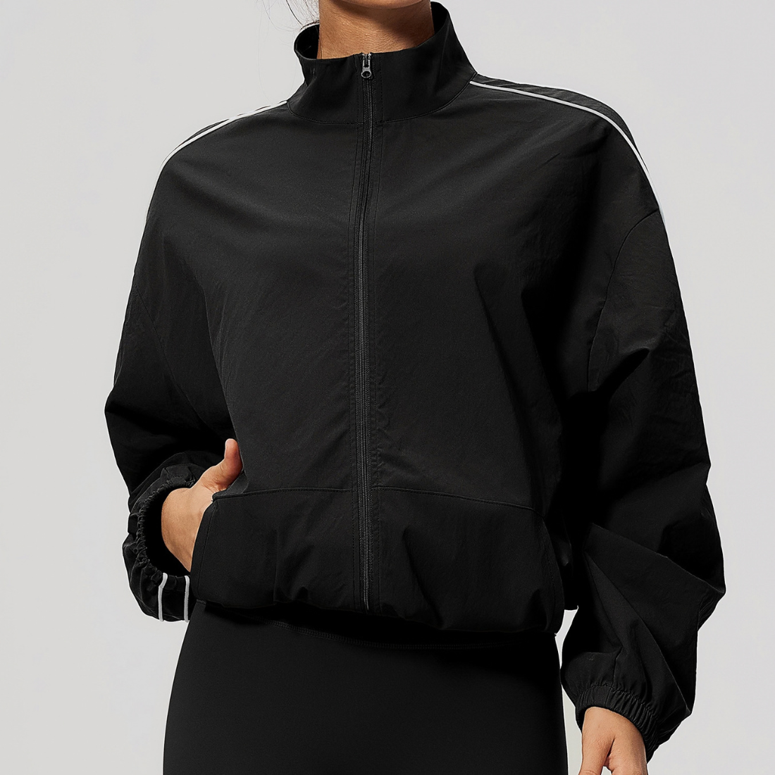 Wholesale Women's Quick drying high elasticity Stand-Collar Zip Sports Jacket
