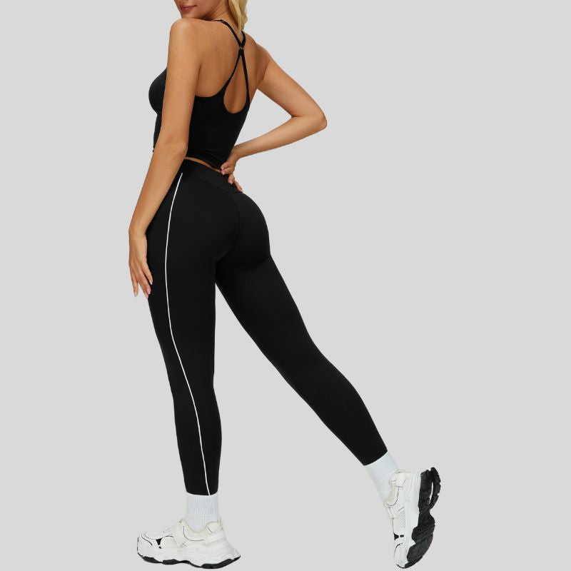 Beautiful Back Slimming Tank top+High-waisted contrasting color leggings