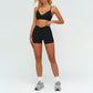 Removable bra pads + high-waisted pleated shorts 2-piece set