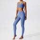 Removable padded sports bra + footed sports leggings 2-piece set