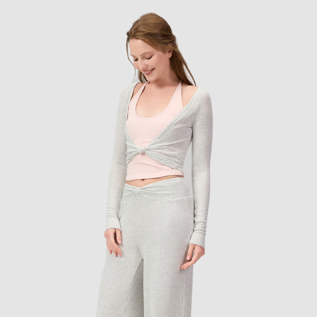 Wholesale Women's Twist-Knot Long-Sleeve Yoga Top – Fitted Running Cover-Up