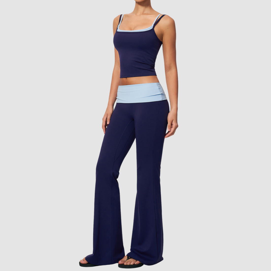 Wholesale Contrast Color High Waist Yoga Set – Tummy Control Fitness Outfit