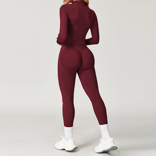 Long Sleeve Fitness jacket + High waist legging 2-piece set