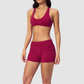 Wholesale Cross Trap Sports Bra + Fold-Up Waistband Shorts 2-Piece Set