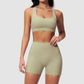 Wholesale Women's Seamless Seam-Detail Sports Bra + High-Waist Shorts Set – Butt-Lifting Yoga Gym Activewear