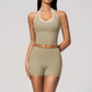 Wholesale Women's Bare-Feel Color-Block Tank Top & Shorts Set