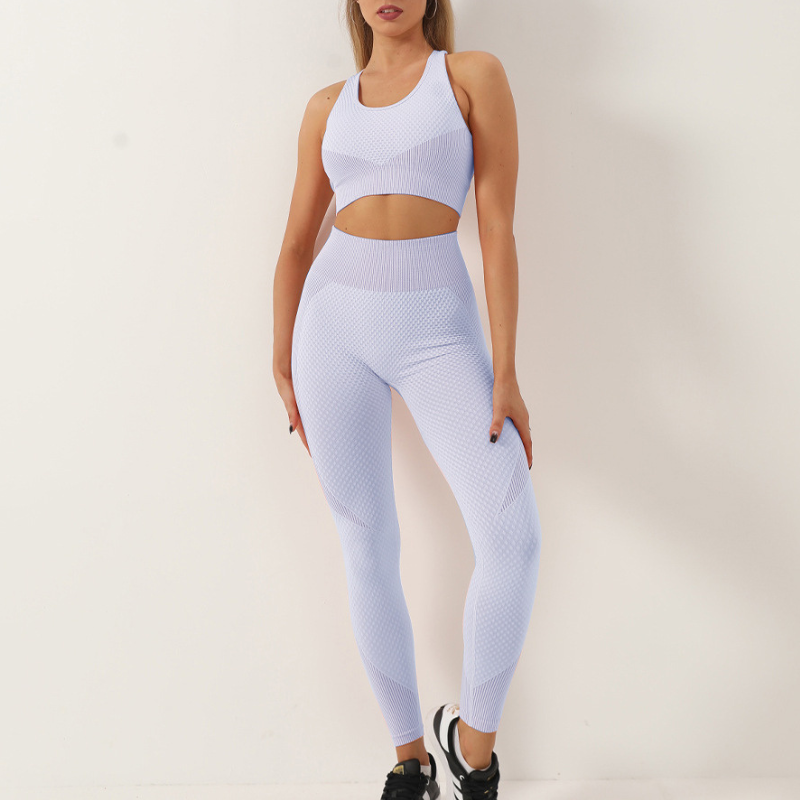 Yoga pants + seamless zip sports bra two-piece set