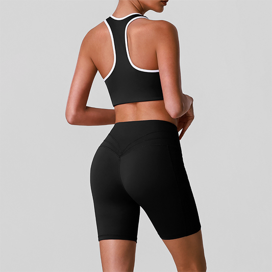 Wholesale shock-absorbing sports bra+high waisted hip lifting shorts